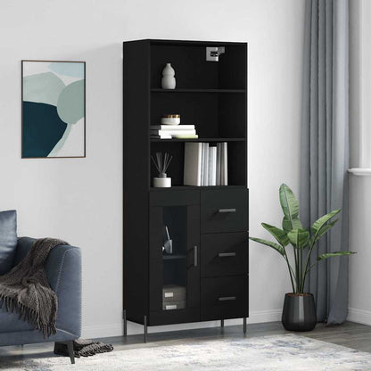 Highboard Black 69,5x34x180 cm Engineered Wood