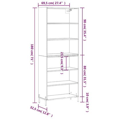 Highboard Black 69,5x32,5x180 cm Engineered Wood