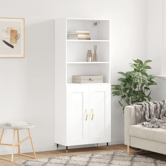 Highboard White 69,5x34x180 cm Engineered Wood