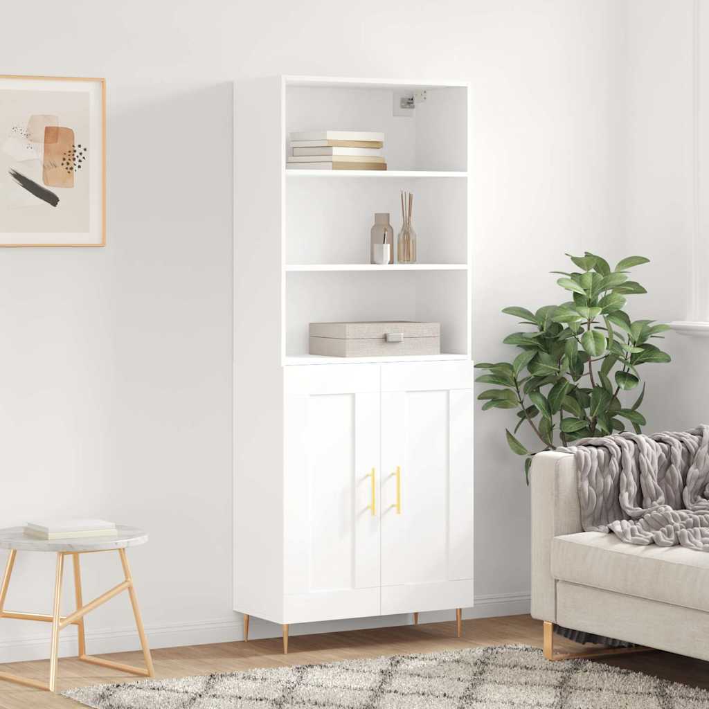 Highboard White 69,5x34x180 cm Engineered Wood