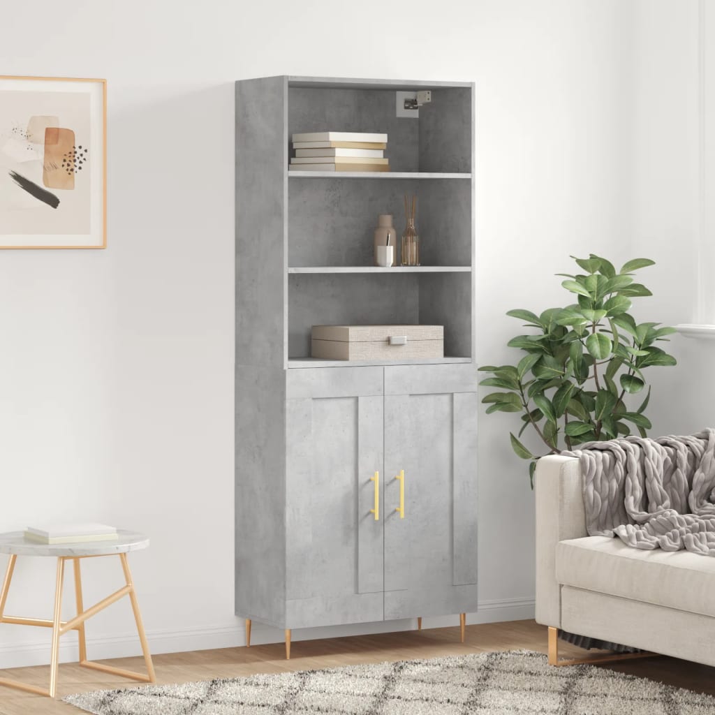 Highboard Concrete Grey 69,5x34x180 cm Engineered Wood