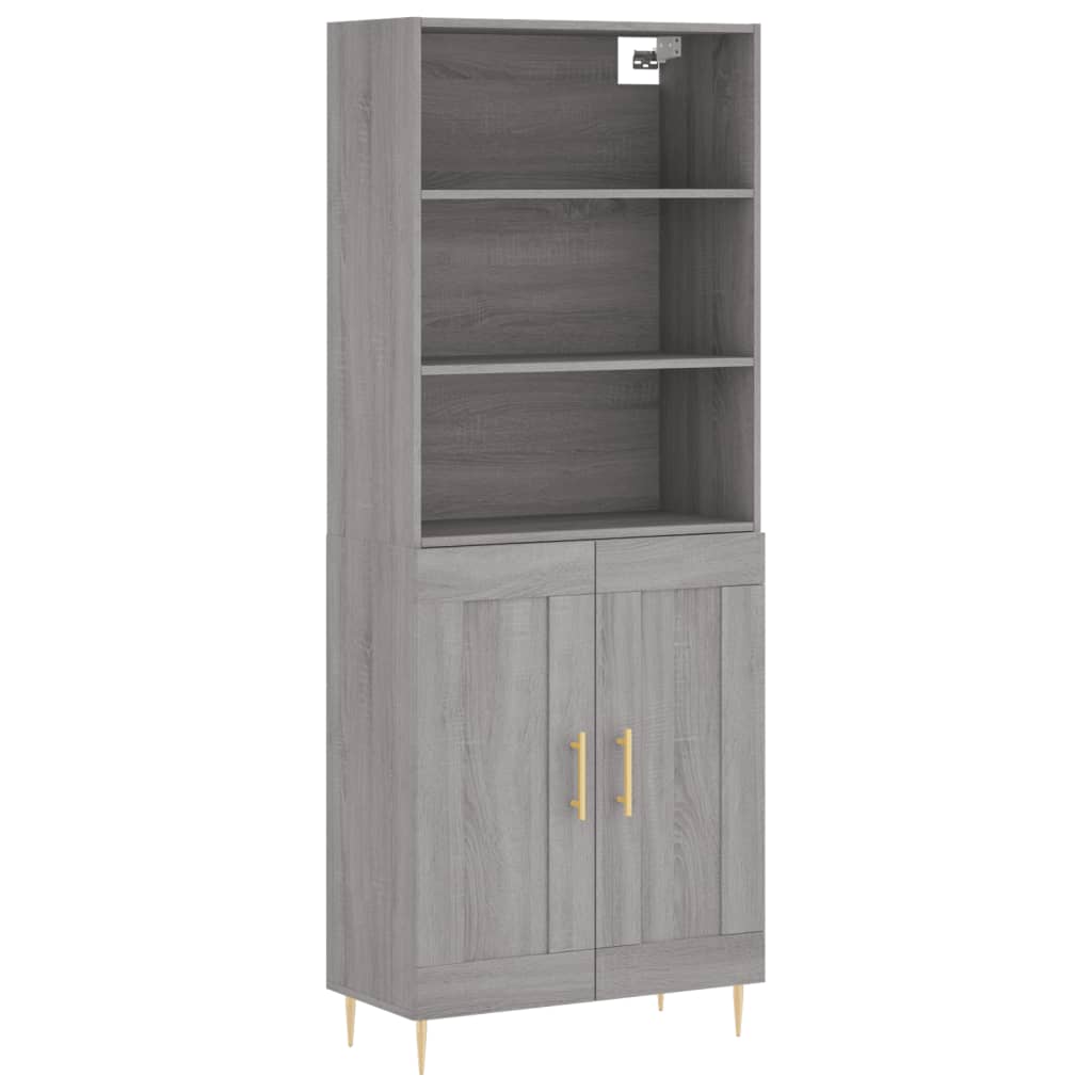 Highboard Grey Sonoma 69,5x34x180 cm Engineered Wood