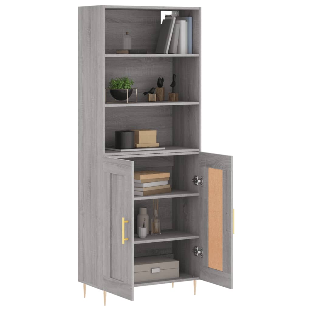 Highboard Grey Sonoma 69,5x34x180 cm Engineered Wood