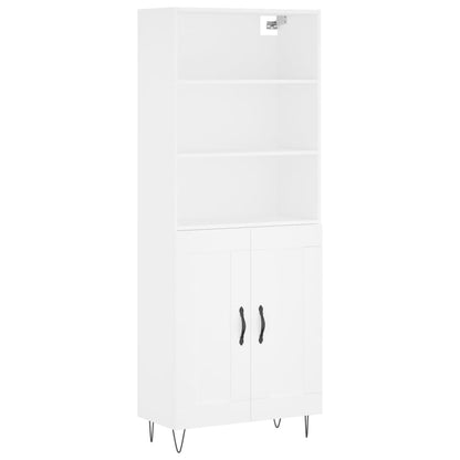Highboard White 69,5x34x180 cm Engineered Wood