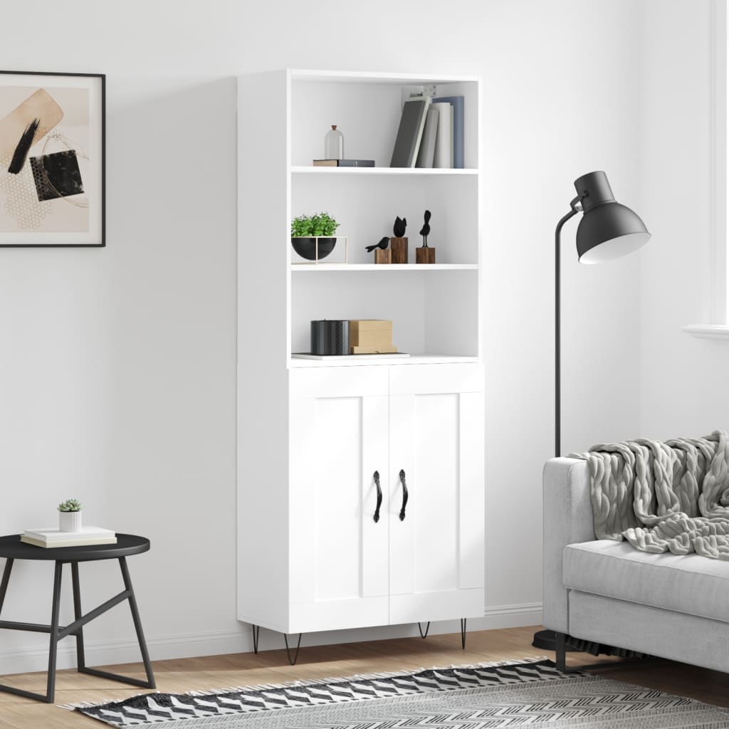 Highboard White 69,5x34x180 cm Engineered Wood