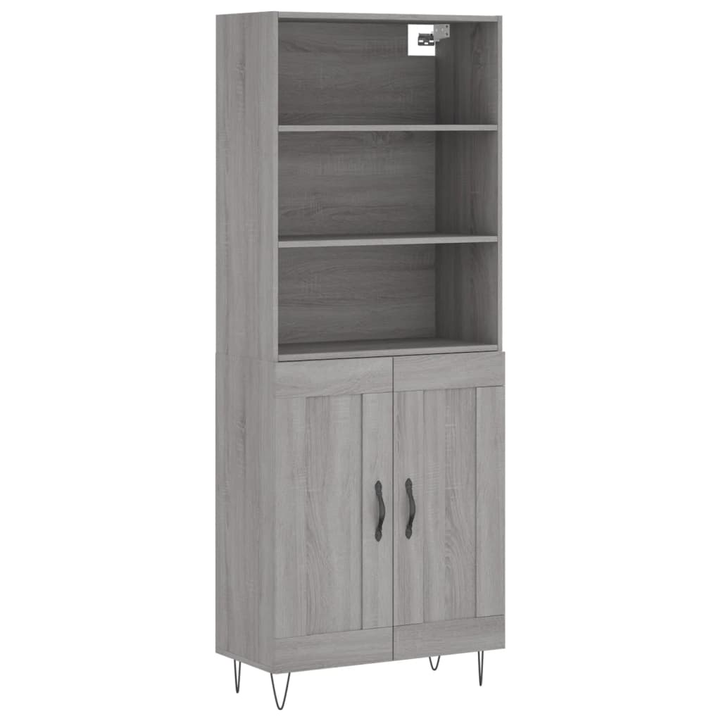 Highboard Grey Sonoma 69,5x34x180 cm Engineered Wood