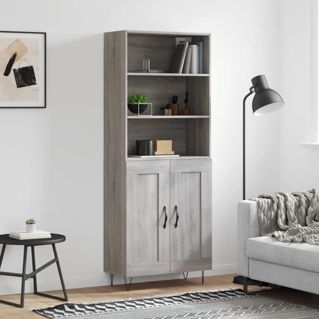 Highboard Grey Sonoma 69,5x34x180 cm Engineered Wood
