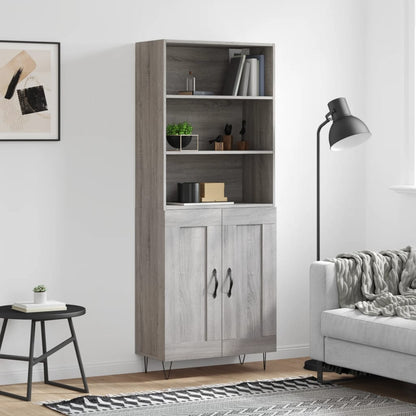 Highboard Grey Sonoma 69,5x34x180 cm Engineered Wood