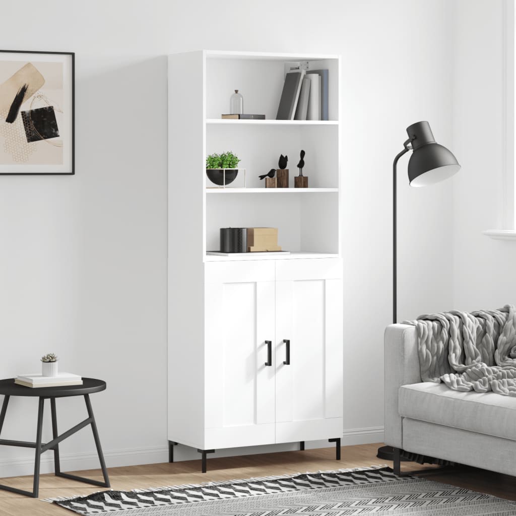 Highboard White 69,5x34x180 cm Engineered Wood