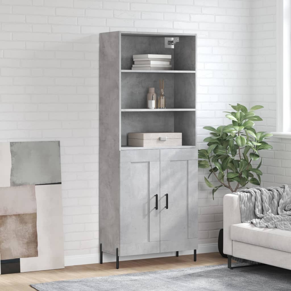 Highboard Concrete Grey 69,5x34x180 cm Engineered Wood