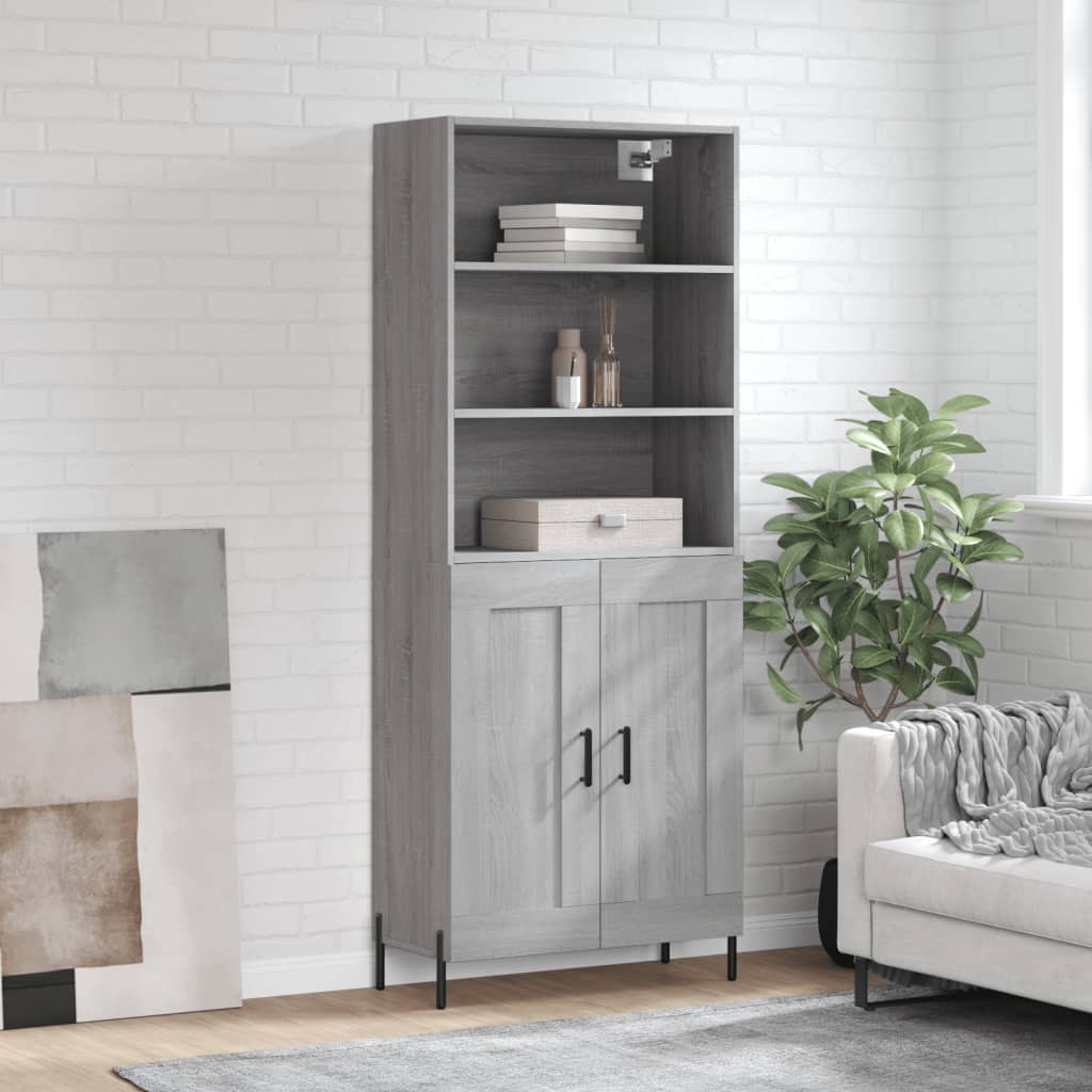 Highboard Grey Sonoma 69,5x34x180 cm Engineered Wood