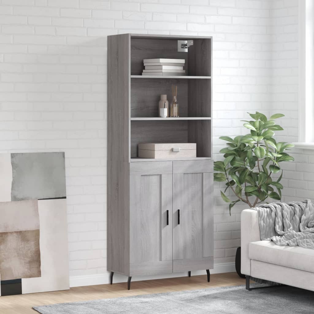 Highboard Grey Sonoma 69,5x34x180 cm Engineered Wood