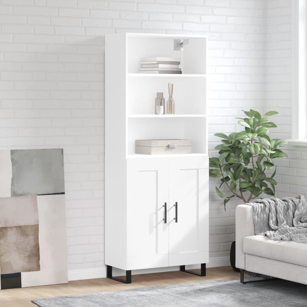 Highboard White 69,5x34x180 cm Engineered Wood