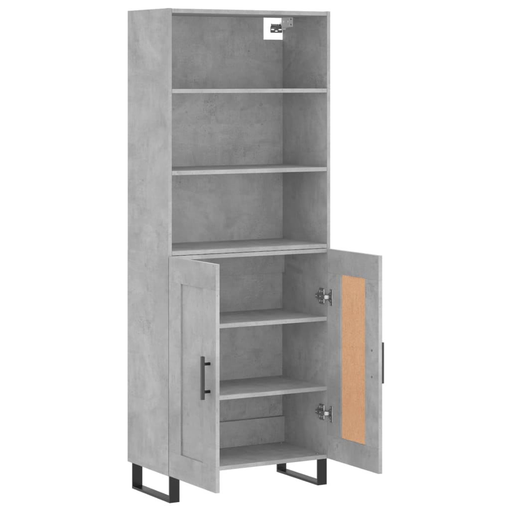 Highboard Concrete Grey 69.5x34x180 cm Engineered Wood