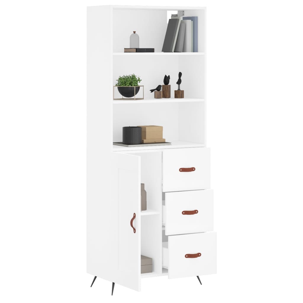 Highboard White 69,5x34x180 cm Engineered Wood