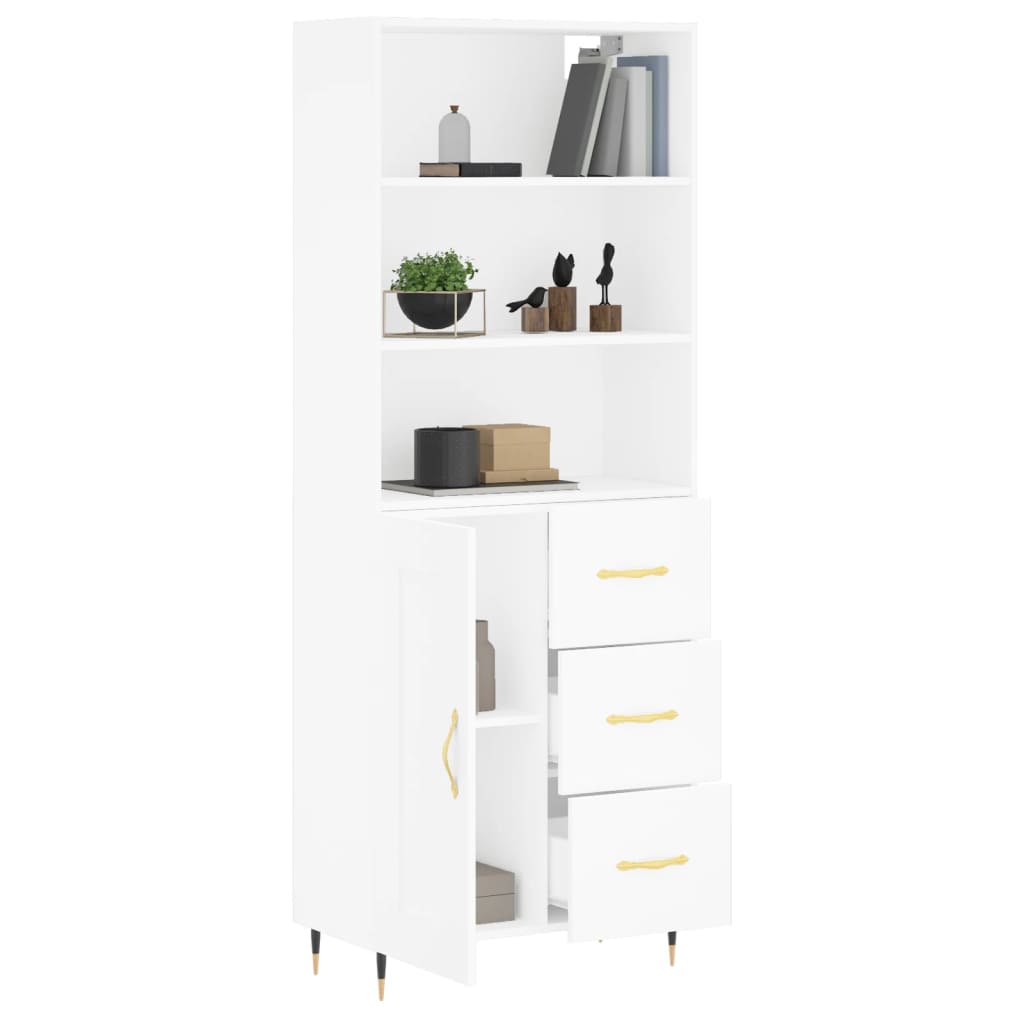Highboard White 69,5x34x180 cm Engineered Wood