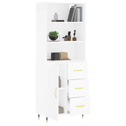 Highboard White 69,5x34x180 cm Engineered Wood
