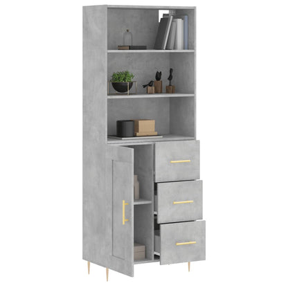 Highboard Concrete Grey 69.5x34x180 cm Engineered Wood