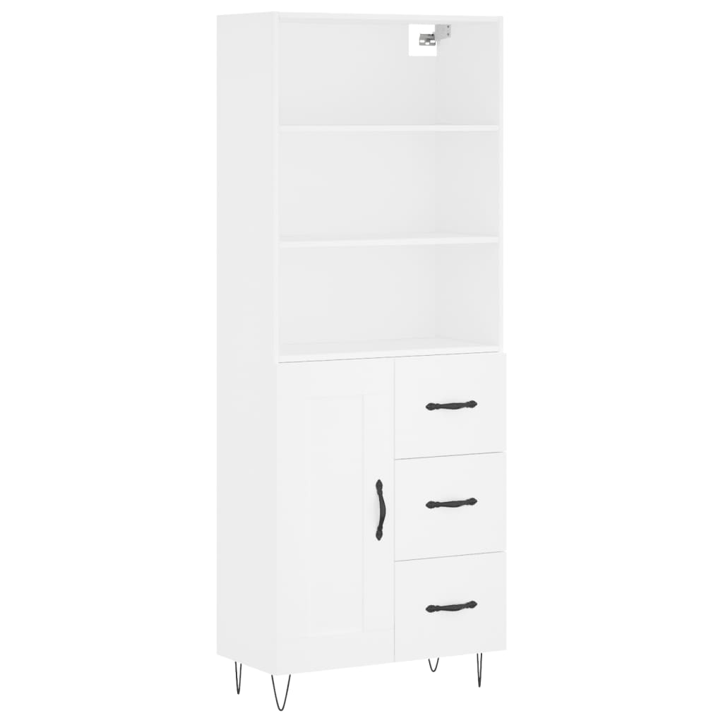 Highboard White 69.5x34x180 cm Engineered Wood
