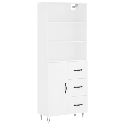 Highboard White 69,5x34x180 cm Engineered Wood
