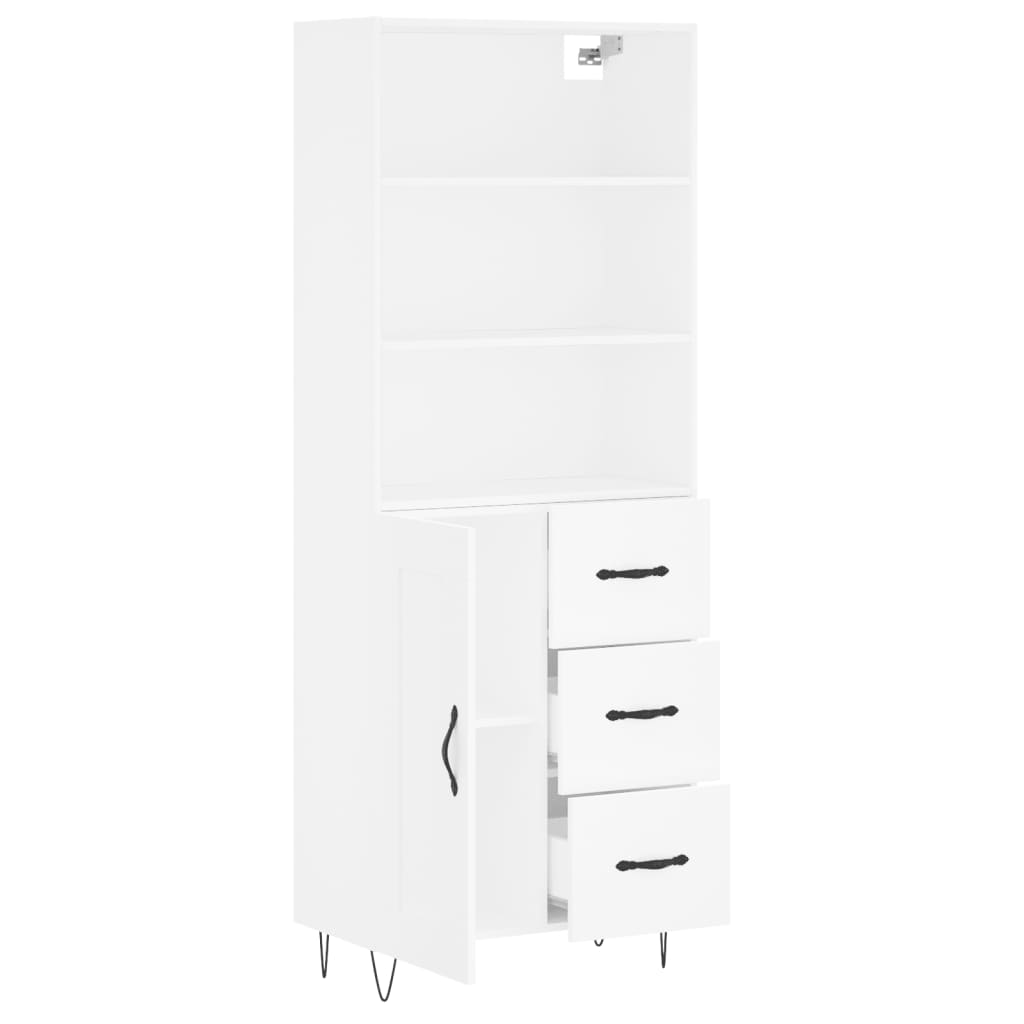Highboard White 69.5x34x180 cm Engineered Wood