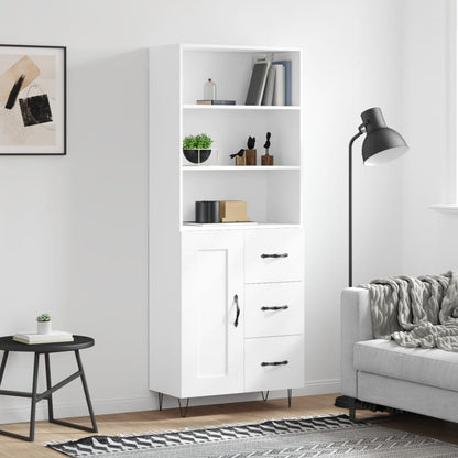 Highboard White 69,5x34x180 cm Engineered Wood