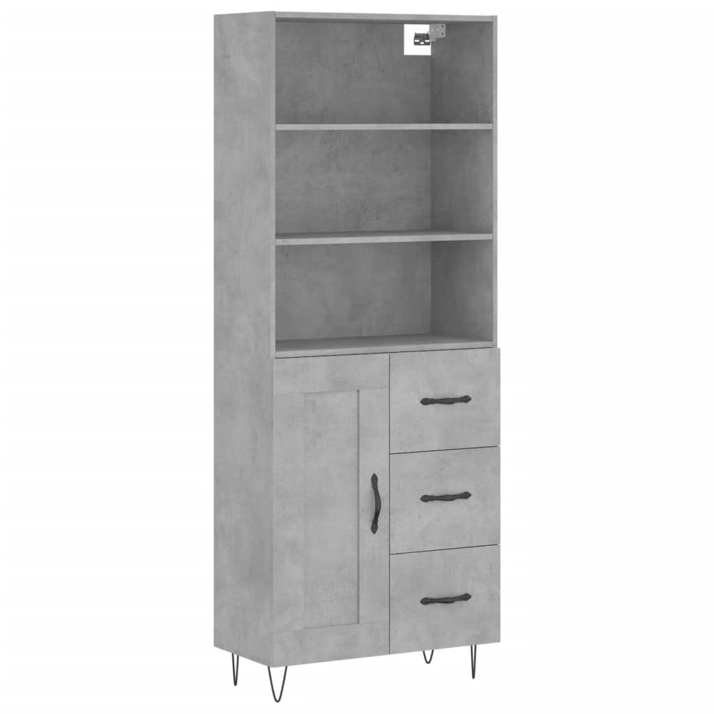 Highboard Concrete Grey 69.5x34x180 cm Engineered Wood