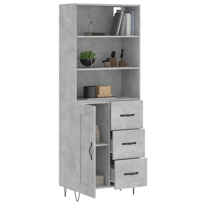 Highboard Concrete Grey 69.5x34x180 cm Engineered Wood