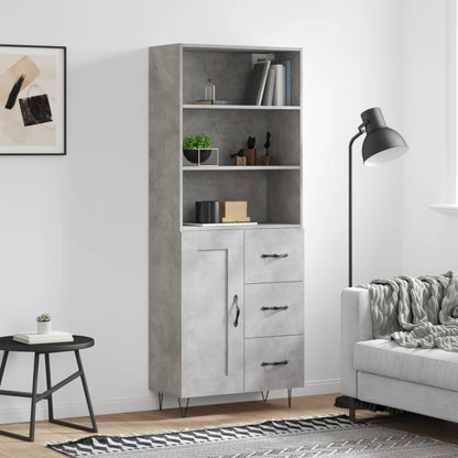 Highboard Concrete Grey 69,5x34x180 cm Engineered Wood