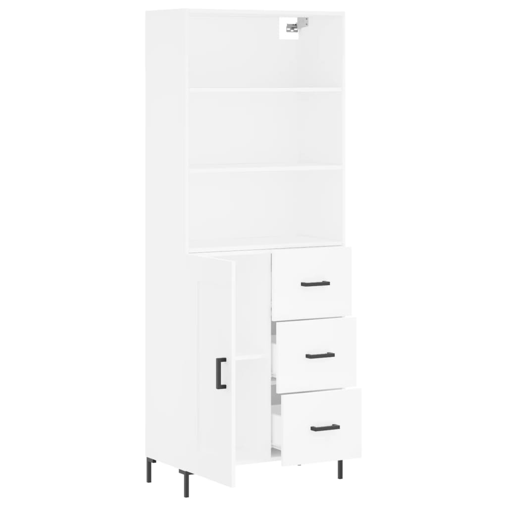Highboard White 69,5x34x180 cm Engineered Wood