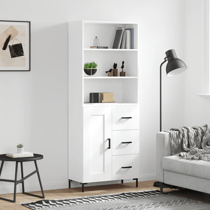 Highboard White 69,5x34x180 cm Engineered Wood