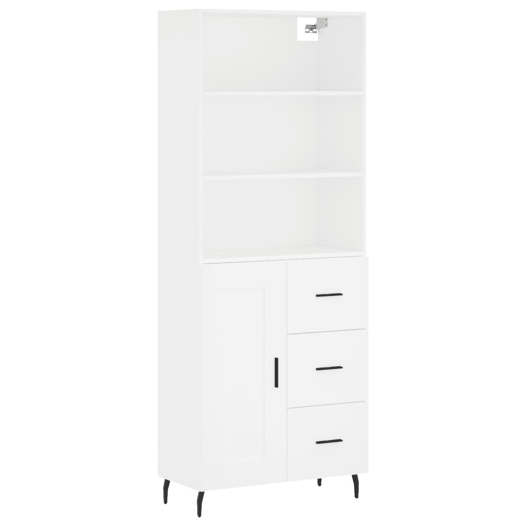 Highboard White 69,5x34x180 cm Engineered Wood
