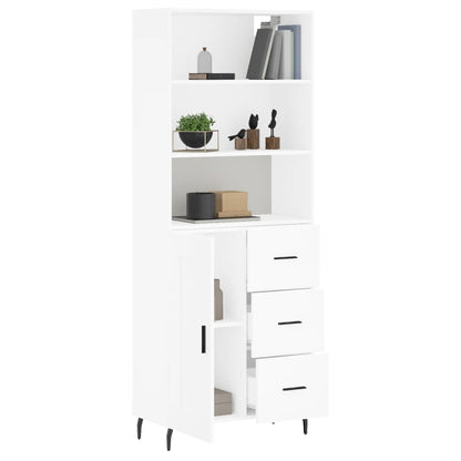 Highboard White 69,5x34x180 cm Engineered Wood
