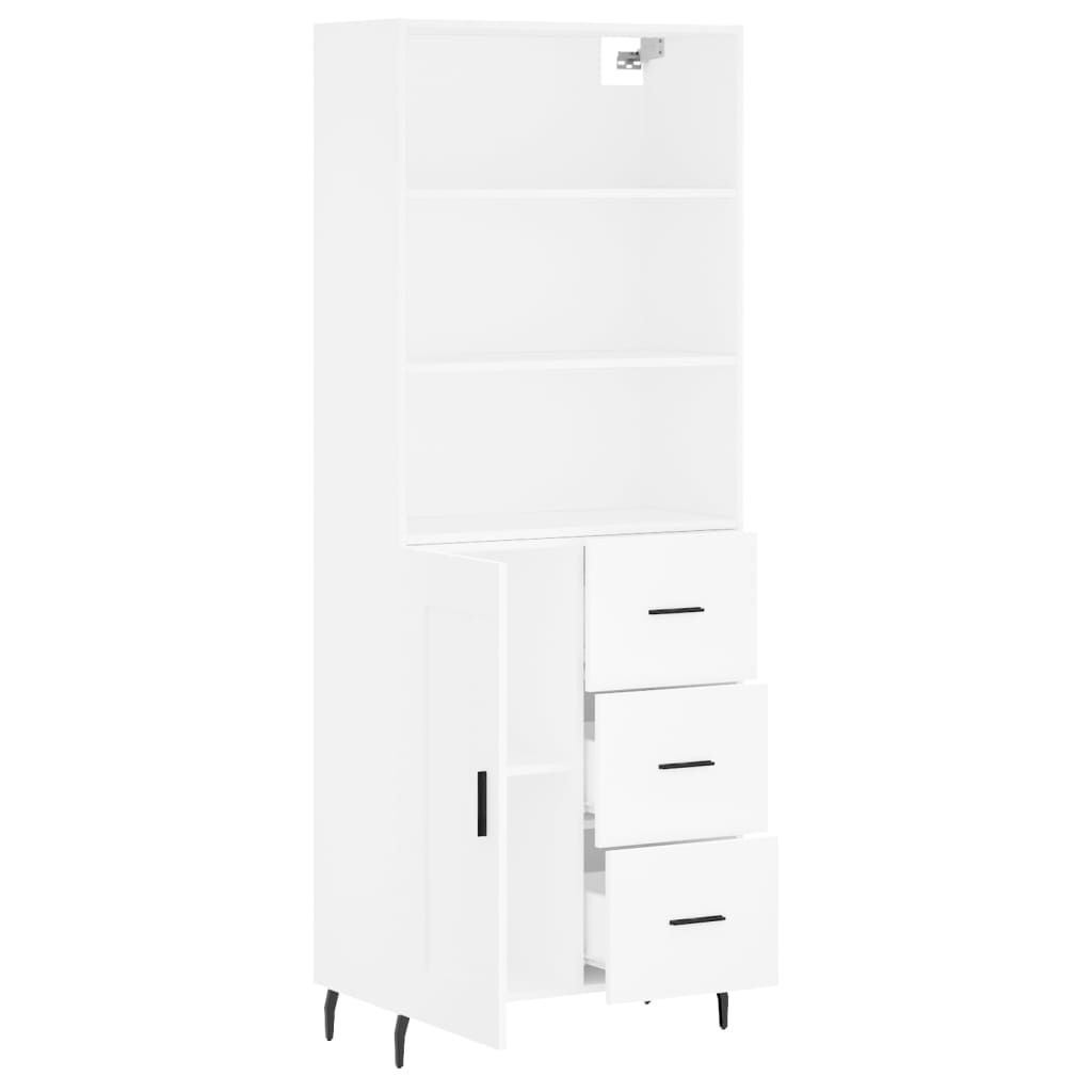 Highboard White 69,5x34x180 cm Engineered Wood