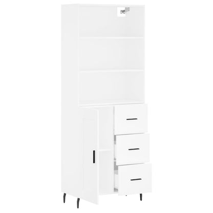 Highboard White 69,5x34x180 cm Engineered Wood