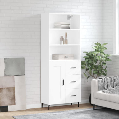 Highboard White 69,5x34x180 cm Engineered Wood