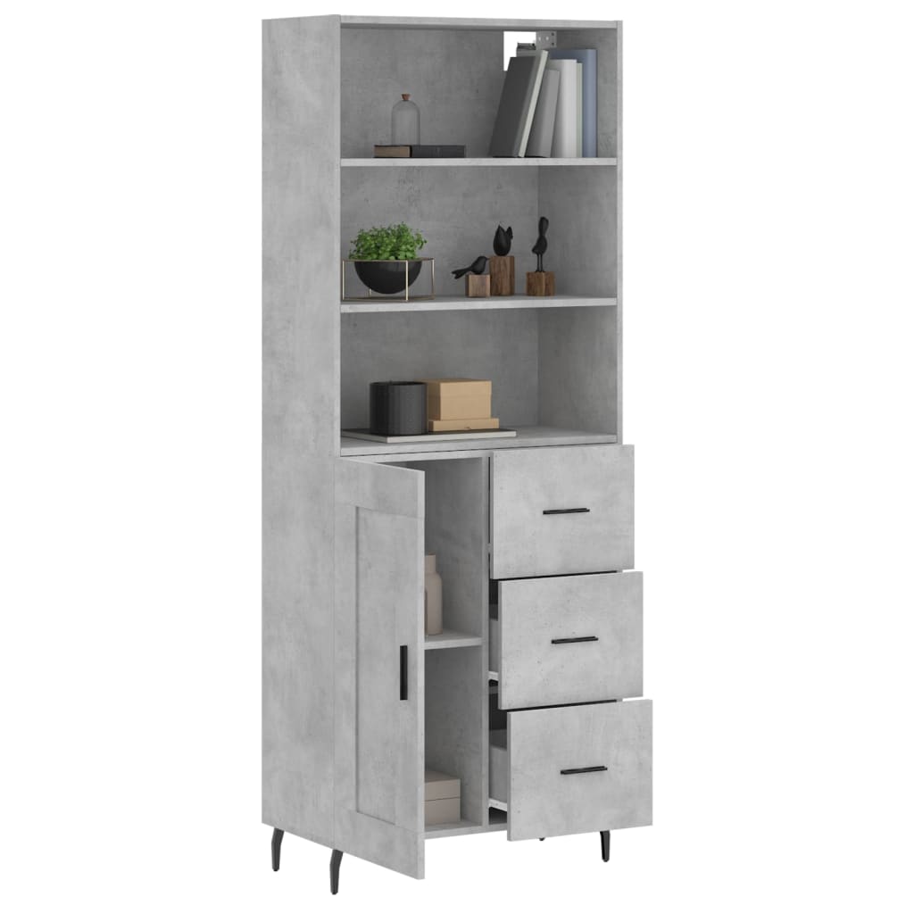 Highboard Concrete Grey 69,5x34x180 cm Engineered Wood