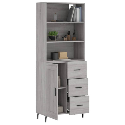 Highboard Grey Sonoma 69,5x34x180 cm Engineered Wood