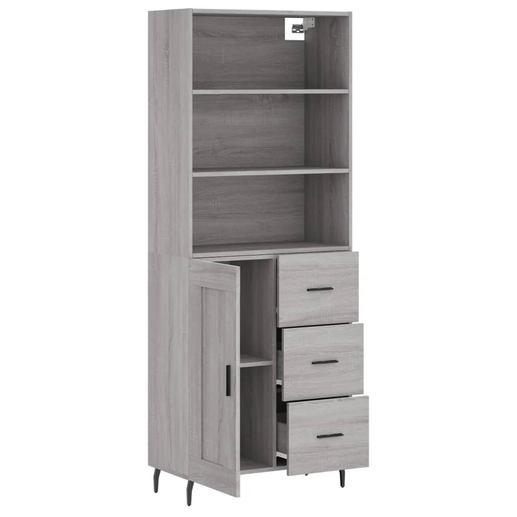 Highboard Grey Sonoma 69,5x34x180 cm Engineered Wood