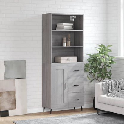 Highboard Grey Sonoma 69,5x34x180 cm Engineered Wood