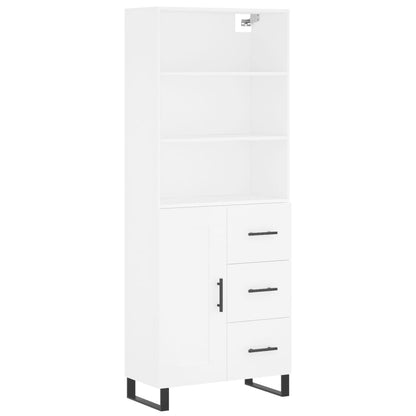 Highboard White 69,5x34x180 cm Engineered Wood