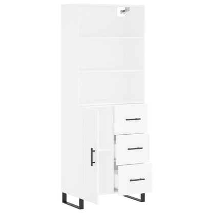 Highboard White 69,5x34x180 cm Engineered Wood