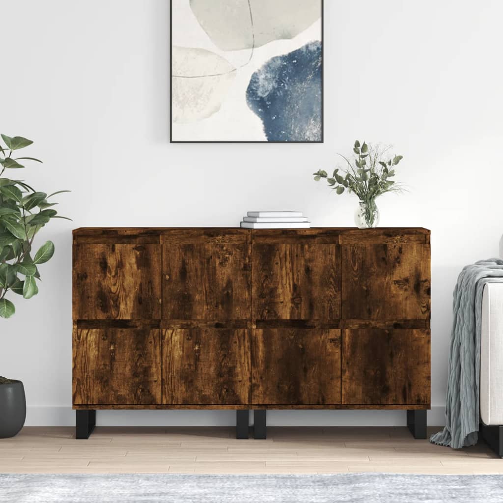 Sideboards 2 pcs Smoked Oak Engineered Wood
