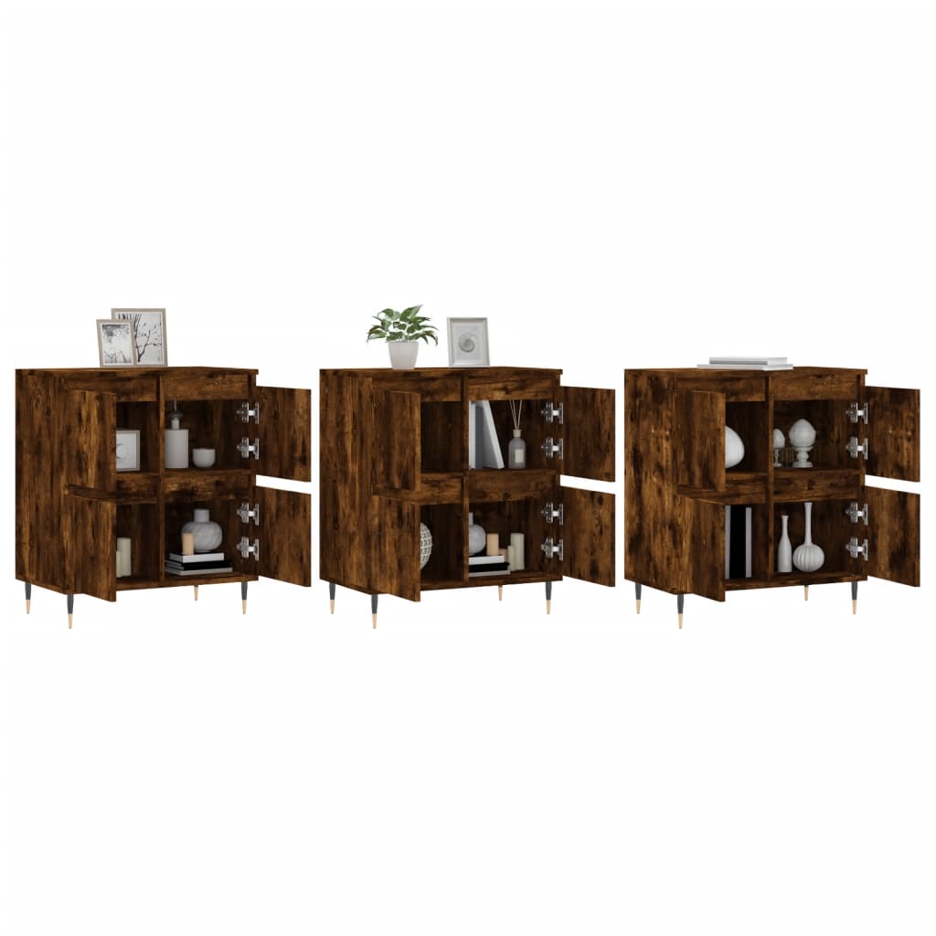 Sideboards 3 pcs Smoked Oak Engineered Wood