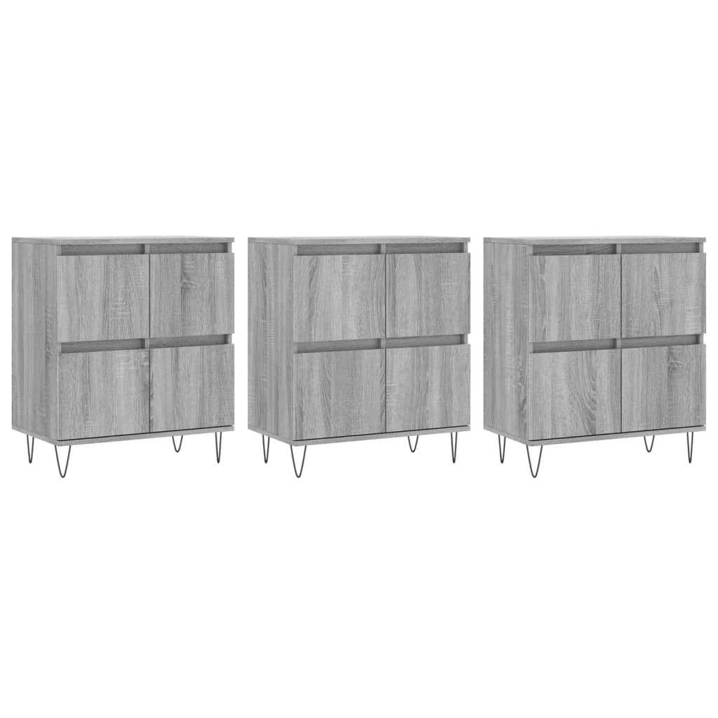 Sideboards 3 pcs Grey Sonoma Engineered Wood