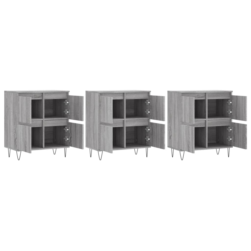 Sideboards 3 pcs Grey Sonoma Engineered Wood