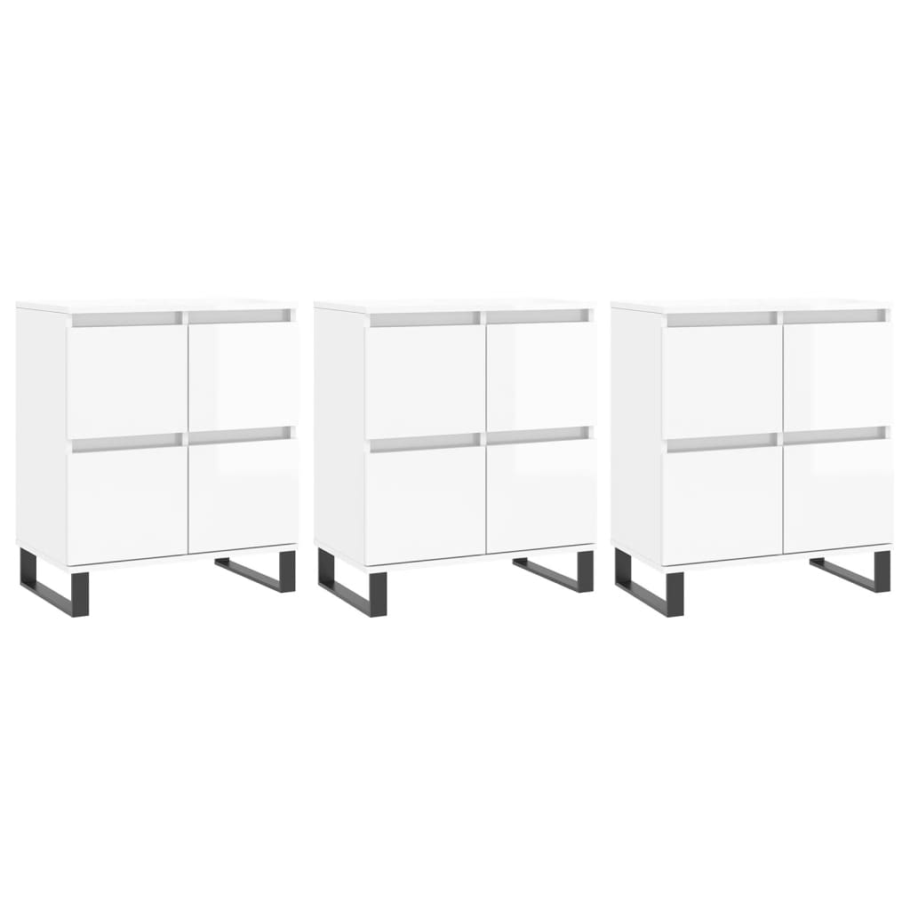 Sideboards 3 pcs High Gloss White Engineered Wood