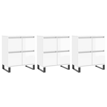 Sideboards 3 pcs High Gloss White Engineered Wood