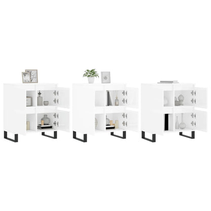 Sideboards 3 pcs High Gloss White Engineered Wood