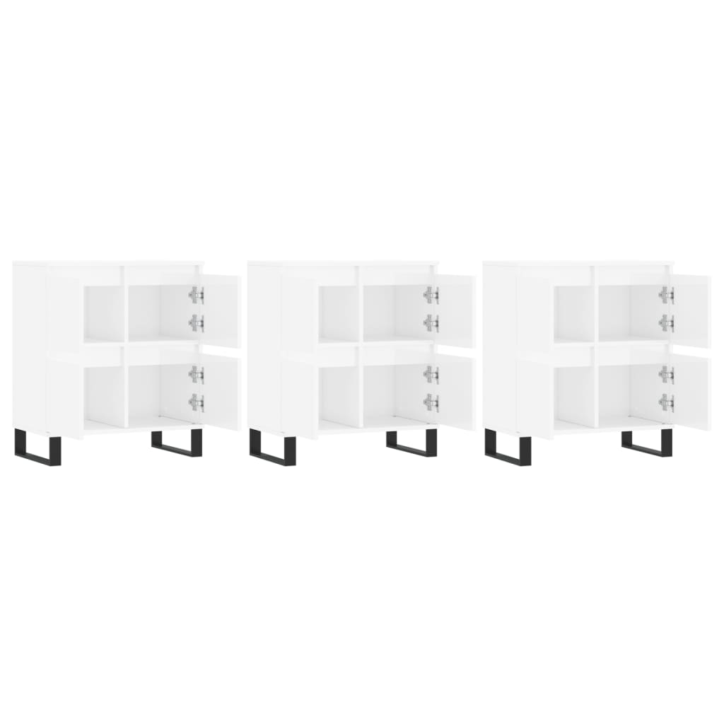 Sideboards 3 pcs High Gloss White Engineered Wood
